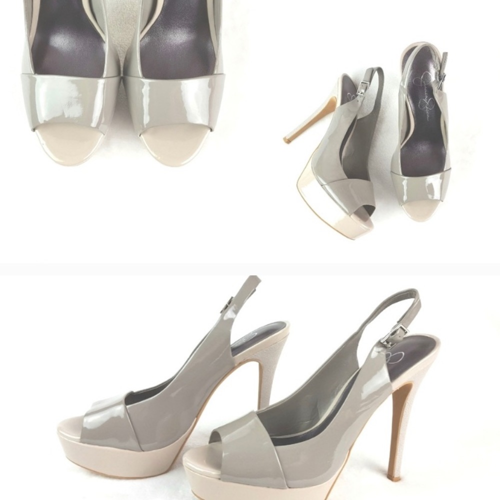 JESSICA SIMPSON|TwoTone Sling Back Open Toe Heels